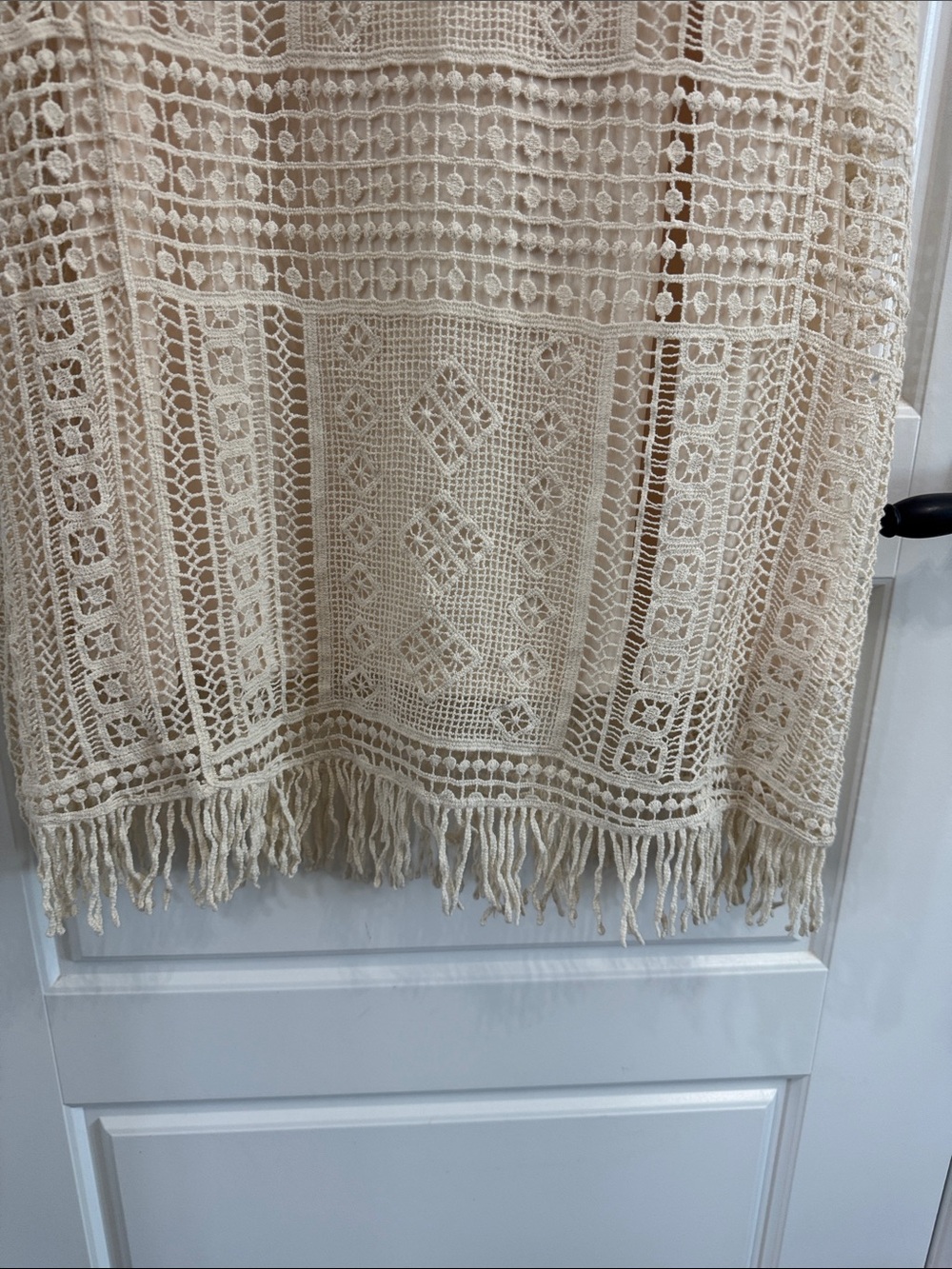Reba Cream Crochet Fringe Midi Dress - Picture 3 of 7